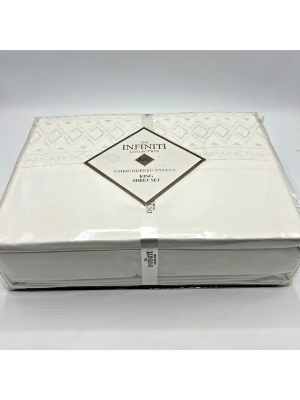 Infinity Collection King Sheet Set White Embroidered Eyelet Pillowcases